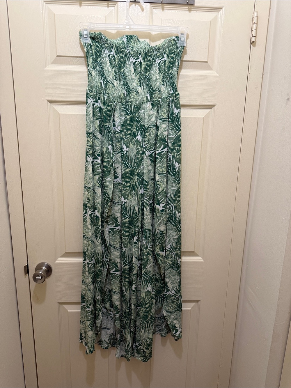 Green Tropical Print Strapless Maxi Jumpsuit / Dress